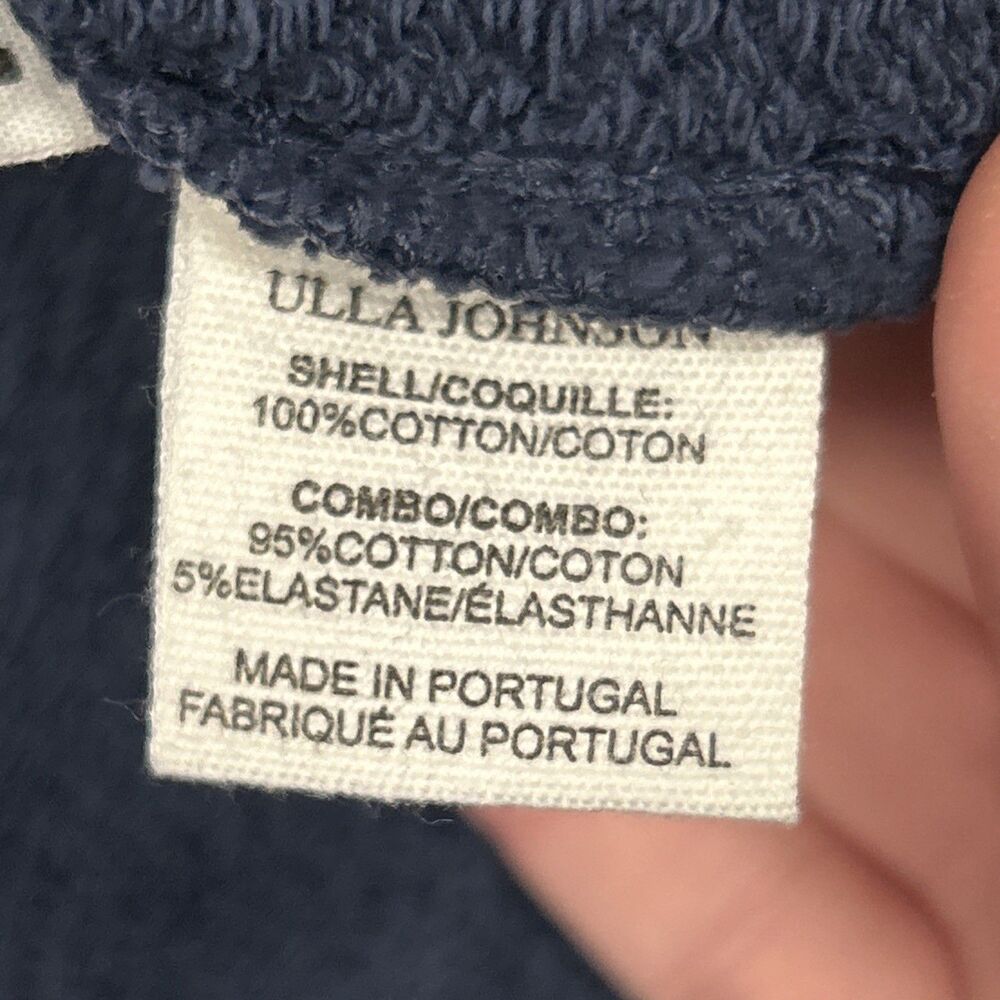 Ulla Johnson Alair Crewneck Washed Fleece Sculpted Sleeve Navy Medium **HOLE* - Picture 9 of 15